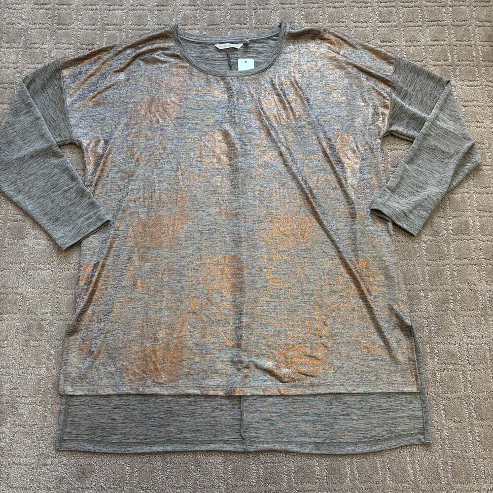Soft Surroundings Metallic Tunic Women's XL Copper Shimmery Relaxed 3/4 Sleeve